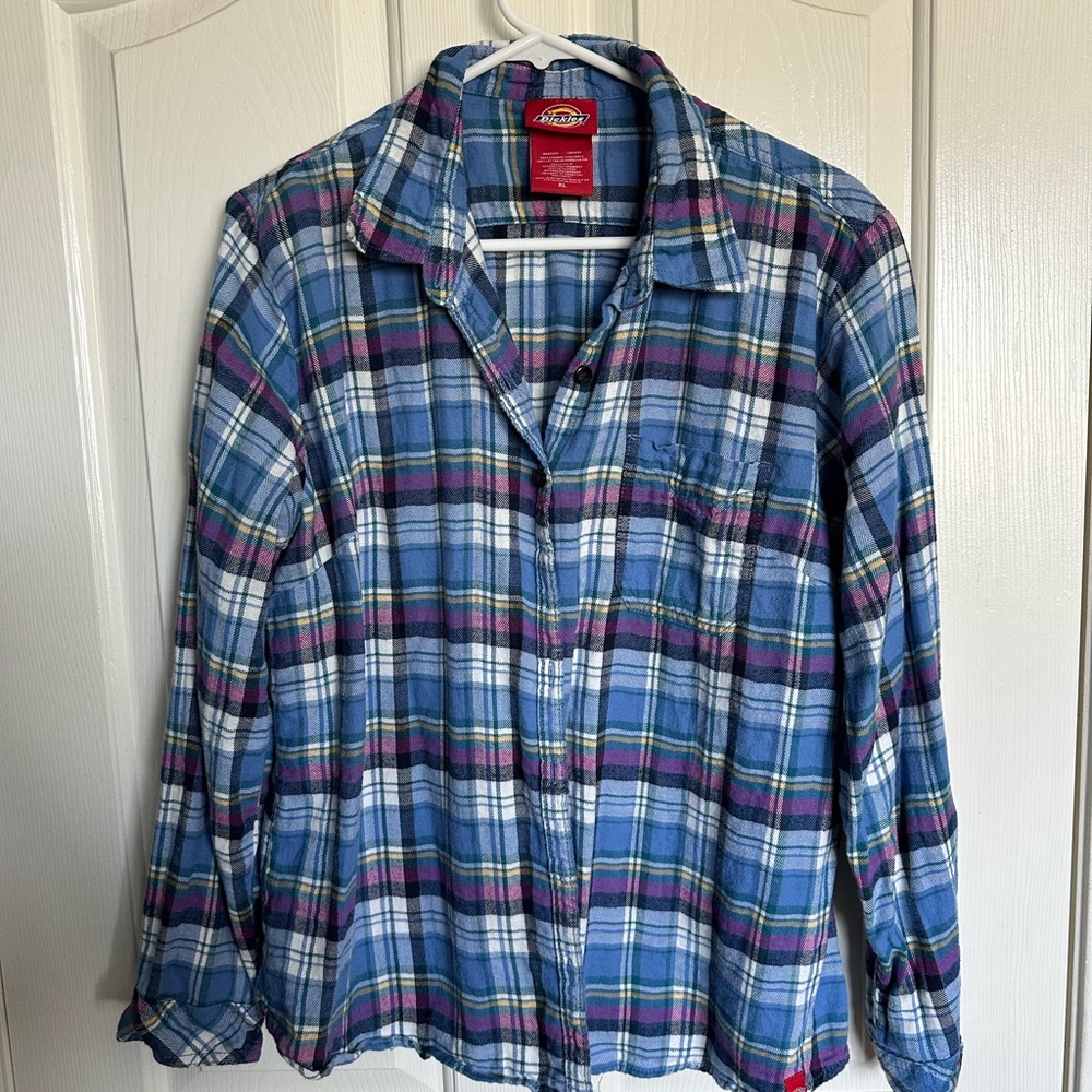 Dickies Blue Green Plaid Button-Up Shirt